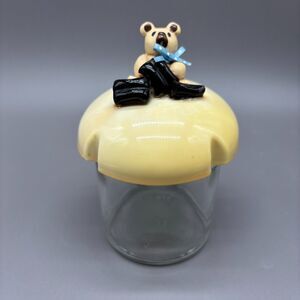 Vintage Glass Jar Bear Lid Novelty Candy Canister Kitchen Storage Licorice